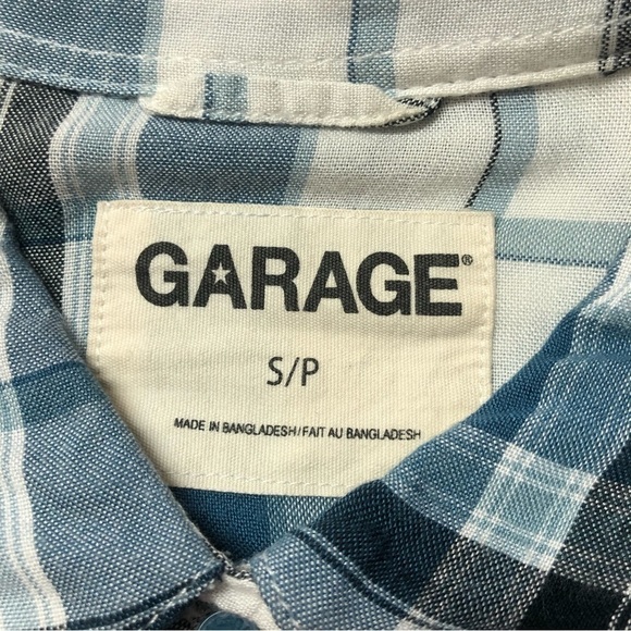 Garage Blue, Black & White Plaid Long Sleeve Button Down Shirt Size Small - Picture 3 of 8